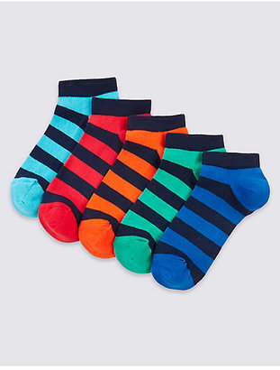 Marks and Spencer 5 Pairs of FreshfeetTM Striped Trainer Liner Socks (3-16 Years)