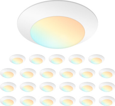 MW LIGHTING 24 Pack 6 Inch LED Disk LightsDimmable Flush Mount Ceiling Lights 5CCT 90CRI Low Profile Surface Mount Ceiling Lights for BathroomBedroom