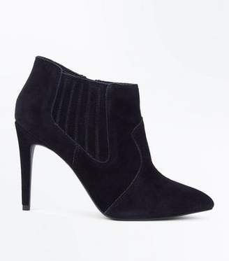 New Look Black Suede Pointed Western Shoe Boots
