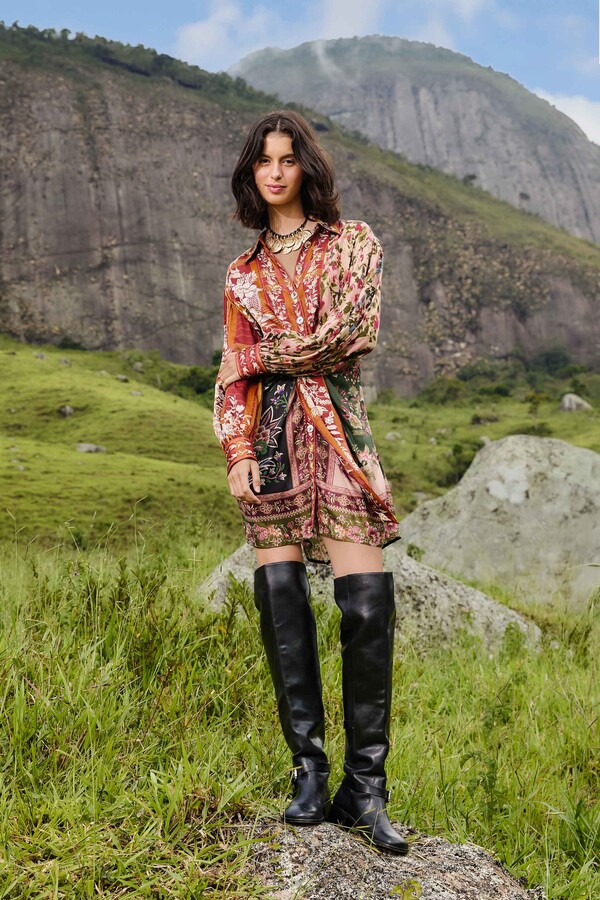 Farm Rio Mixed Winter Garden Lenzing Ecovero Viscose Mini Dress