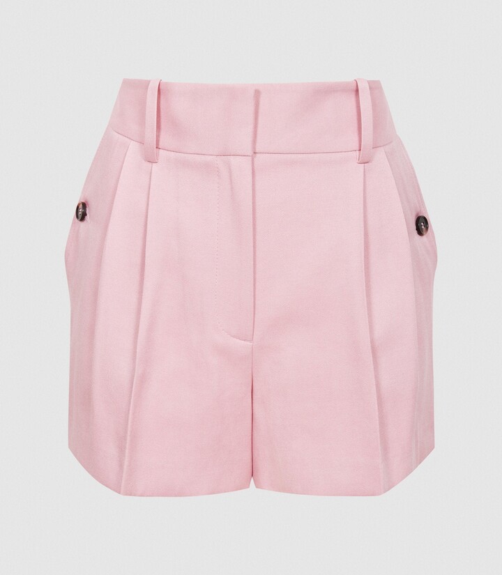 EMBER TAILORED PLEAT FRONT SHORTS Pink