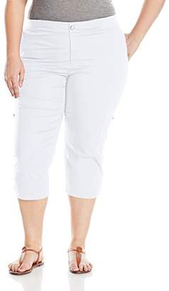 Rafaella Women's Plus Size Pull On Poplin Capri with Pockets