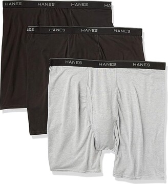 Hanes Men's Stretch Boxer Briefs, 3 Pack (Black/Grey) Men's