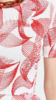pushBUTTON Red Leaf Wrinkled Crop Top