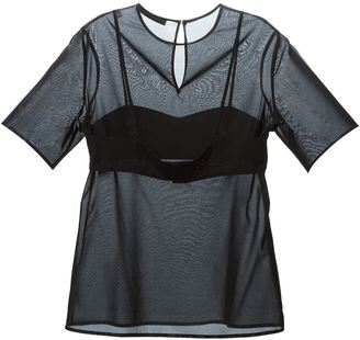 Alexander Wang T By bra insert sheer top - women - Cotton/Polyester - 4