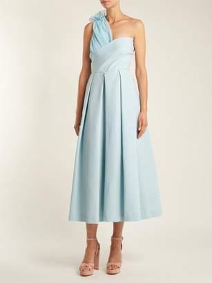 Preen by Thornton Bregazzi Ted Asymmetric Bodice Cady Midi Dress - Womens - Light Blue