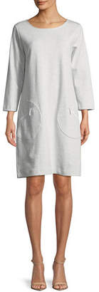 Joan Vass Circle-Pocket Cotton Shift Dress