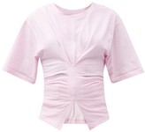 Thumbnail for your product : Isabel Marant Soyona Gathered Slit-hem Cotton-jersey T-shirt - Light Pink