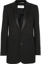 Thumbnail for your product : Saint Laurent Satin-trimmed wool-crepe tuxedo jacket