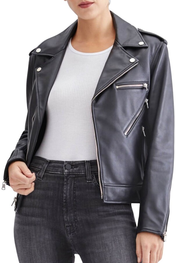 Cropped Leather Jacket With Zipper Sleeves | Shop the world's 