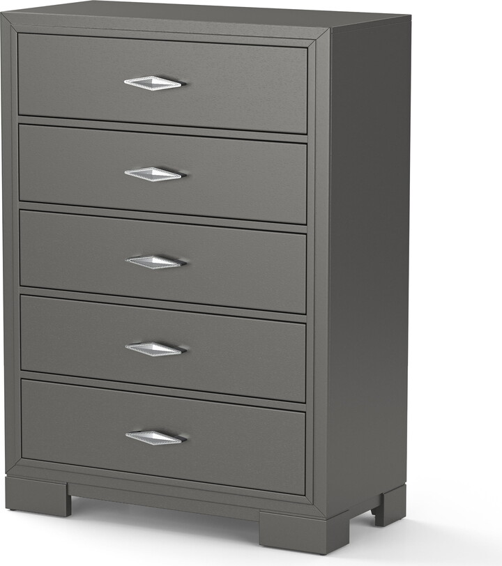Furniture of America Willow Wood 5-Drawer Chest, Metallic Gray