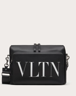 Valentino Garavani Uomo Leather Vltn Messenger Bag Man Black/white 100% Calfskin 100% Calfskin OneSize
