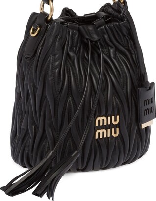 【MIU MIU】MATELASSE BUCKET BAG Miu Miu Matelassé Nappa Leather Bucket Bag In Metallic