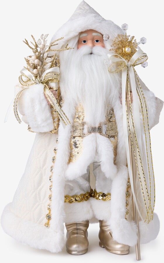 Holiday Lane Opulence Caucasian Santa With White Faux-Fur Robes, Macy's Exclusive
