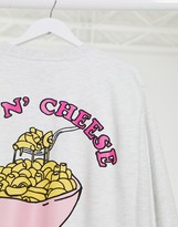 Thumbnail for your product : New Love Club oversized sweatshirt with mac n cheese print in grey