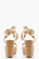 Thumbnail for your product : boohoo Peeptoe Wrap Strap Cork Wedges