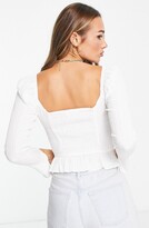 Thumbnail for your product : Topshop Smocked Crop Top