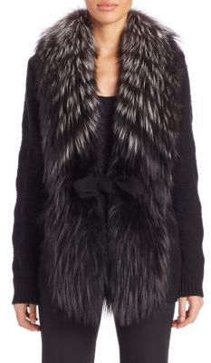 Carolina Herrera Fur, Wool & Cashmere Cardigan