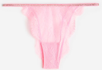 TOPSHOP Emilie Flower Lace High Leg Brief in Pink
