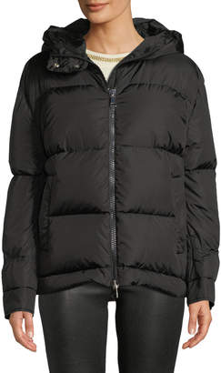 Moncler Effraie Hooded Fur-Cuff Jacket