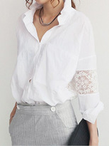 Thumbnail for your product : Choies White Shirt with Lace Insert Sleeve