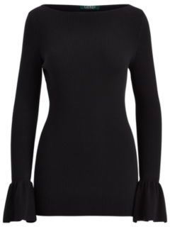 Ralph Lauren Bell-Sleeve Sweater Polo Black L