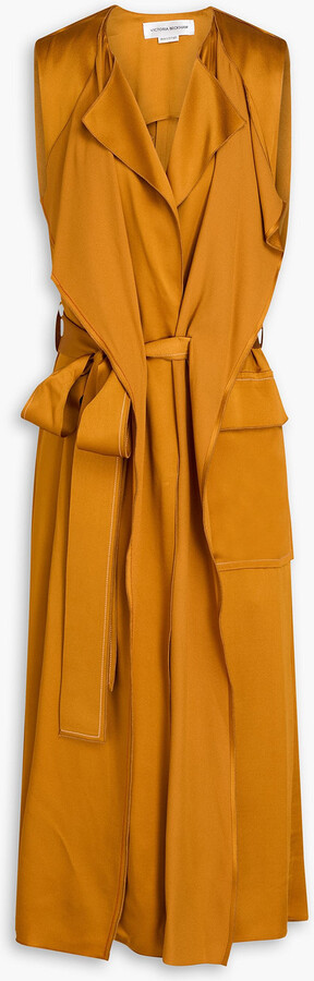 Draped satin midi wrap dress