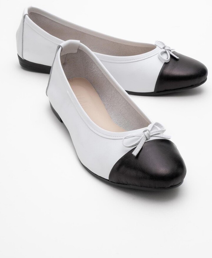 Forever & Always Shoes Rayne Cap Toe Leather Ballet Flats (Women)