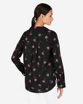 Thumbnail for your product : Express Palm Print Long Sleeve Lined-Blend Shirt