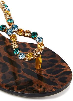 Dolce & Gabbana Crystal-embellished Patent-leather Sandals