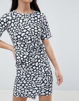 Thumbnail for your product : ASOS DESIGN Petite mini dress with wrap skirt in animal print