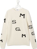Thumbnail for your product : Msgm Kids TEEN logo-knit ribbed jumper