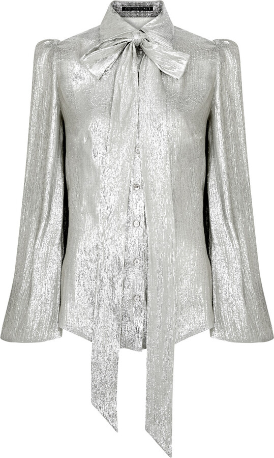 silver bow blouse