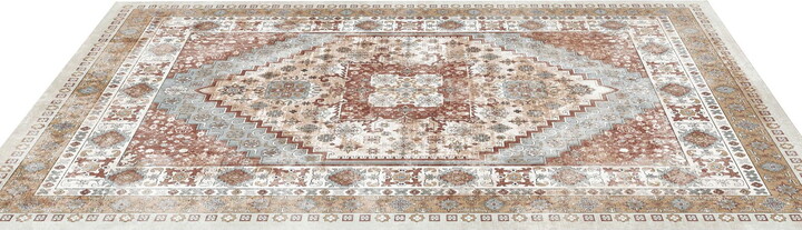 KFFKFF Large Washable Area Rug, 9 x 12 ft Soft and Durable Carpet, Non-Slip and Tear-Resistant Design, Suitable for Pets and Children, Vintage Indoor Mat for Bedroom, Living Room, Kids Room, Office