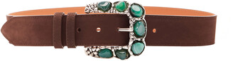 MAISON BOINET Women's Stone Buckle 40 mm Nappa Leather Belt - Brown - Moda Operandi