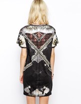 Thumbnail for your product : Religion Oversized T-Shirt Dress With Plaid Skull Print