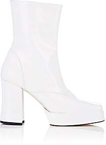 Helmut Lang Women's Spazzolato Leather Platform Ankle Boots - White