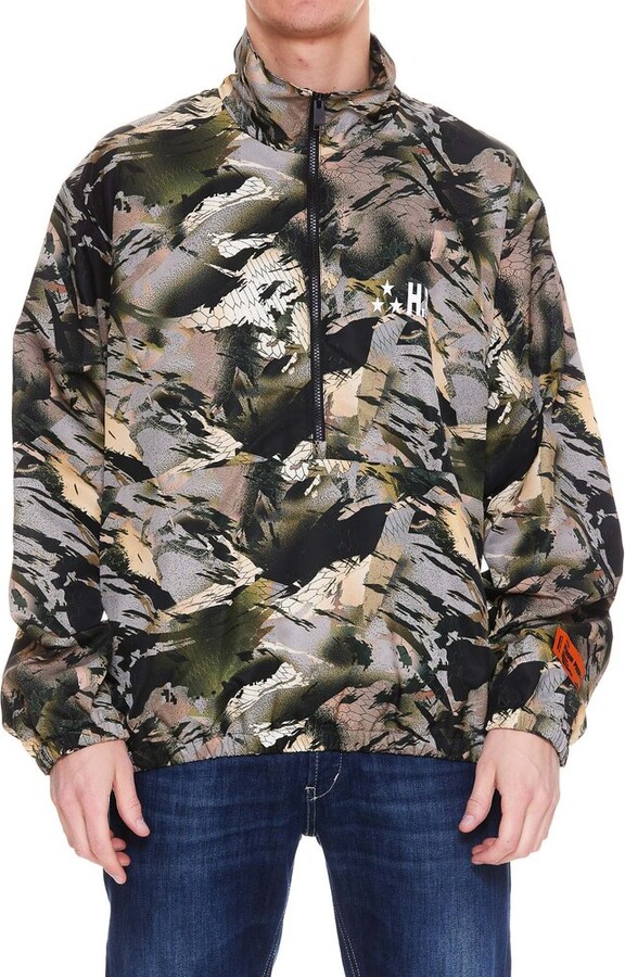 Heron Preston Logo-Patch Camouflage Print Jacket