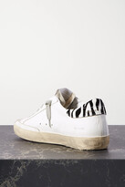 Thumbnail for your product : Golden Goose Superstar Distressed Leopard-print Calf Hair, Leather And Suede Sneakers - White