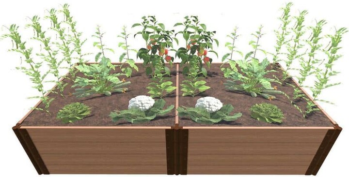 Frame It All 4 ft. x 8 ft. x 22 in. - 1 in. Profile Classic Sienna Composite Raised Garden Bed