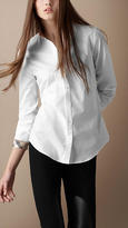 Thumbnail for your product : Burberry Check Cuff Stretch Cotton Shirt