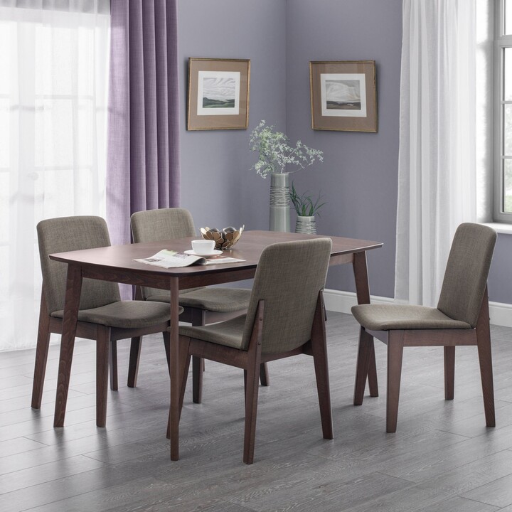 Dunelm Kensington Rectangular Extendable Dining Table with 4 Chairs, Beech Wood Walnut (Brown