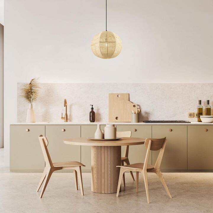 River of Goods 40-Watt 1-Light Ivory Shaded Pendant Light with Jute Shade