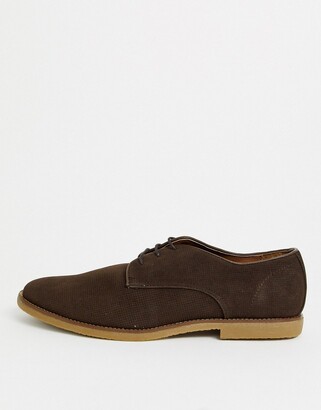 Topman suede derby shoes in brown