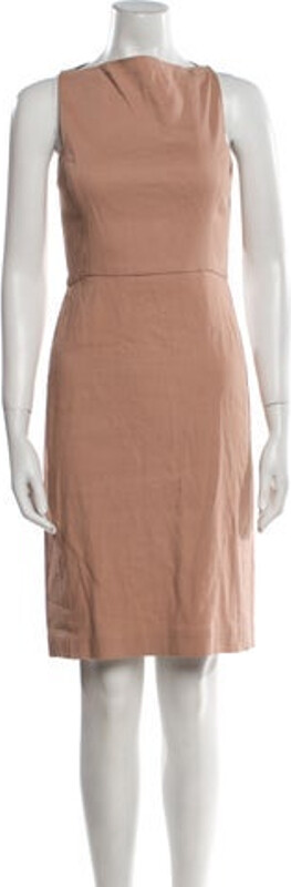 Lanvin Sheath Dress Neutrals Sleeveless with Bateau Neckline Concealed Zip Closure at Back Size not listed, estimated from measurements. Designer