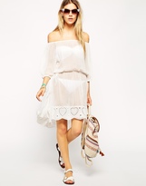 Thumbnail for your product : ASOS Off Shoulder Crochet Trim Beach Dress