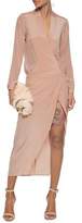 Thumbnail for your product : Michelle Mason Wrap-Effect Asymmetric Lace-Trimmed Silk-Satin Midi Dress
