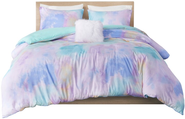 Brightside Tie-Dye Duvet Cover Set 300tc 100% Cotton Full/Queen Extreme Rainbow