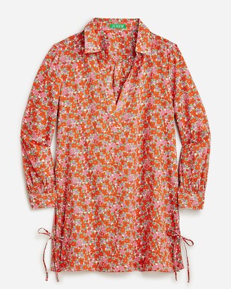 J.Crew Cotton voile tunic cover-up with side ties in brilliant blooms