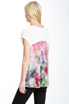 Thumbnail for your product : Casual Studio Short Sleeve Sheer Printed Back Tee